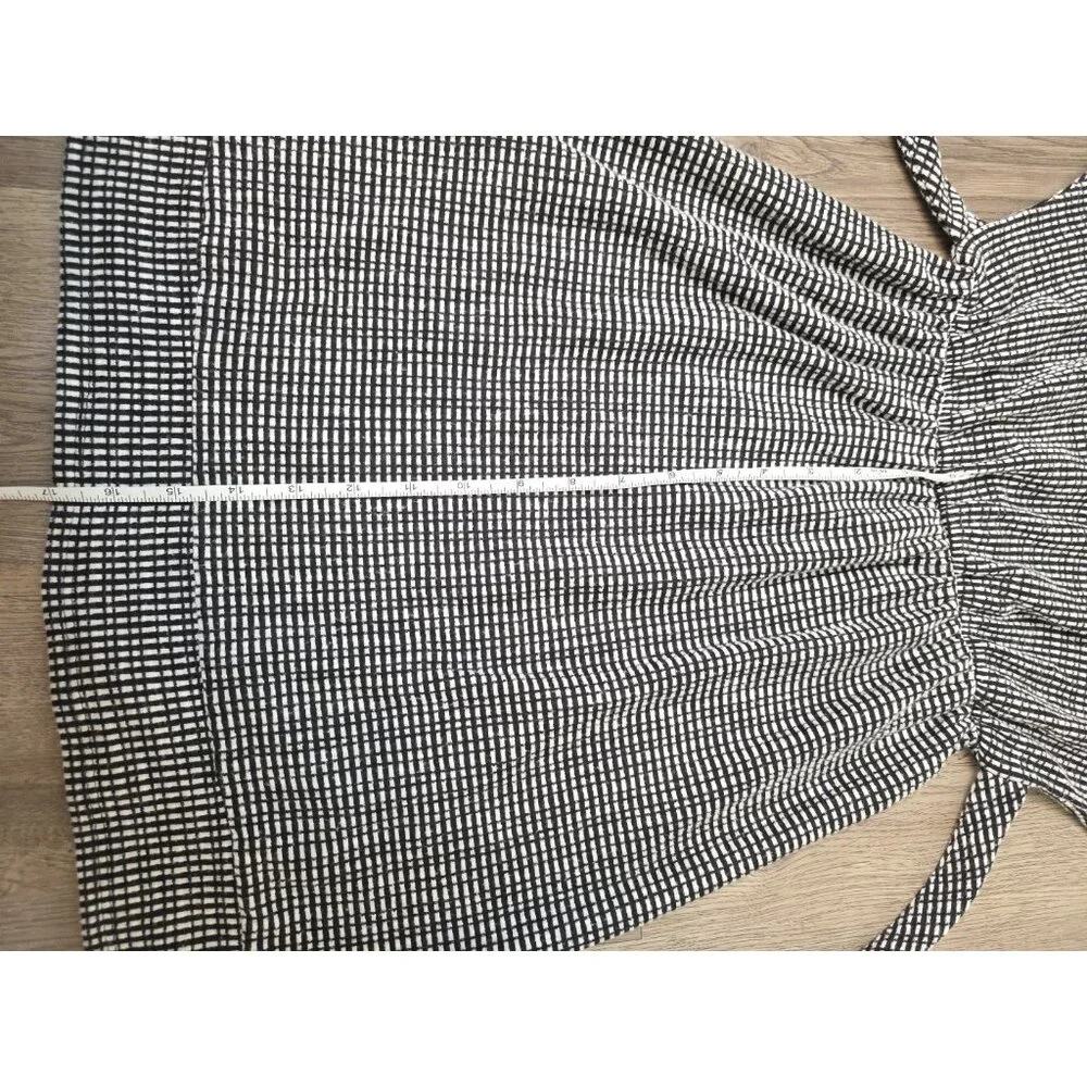 Caution To‎ The Wind Black White Check Belted Short Sleeve Dress Women’s M